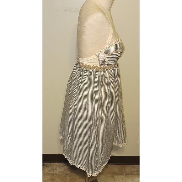 Deborah Lindquist Vintage Y2K Blue & Cream Striped Hemp & Cotton Halter Dress  S - Picture 9 of 12